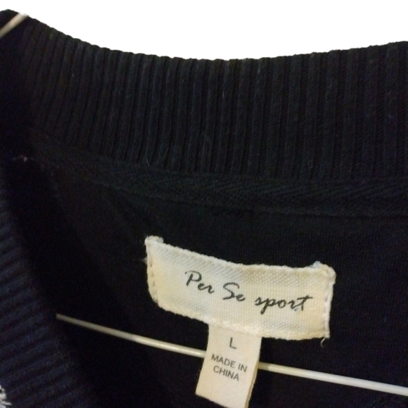 Per Se Sport Black & Gray Knit Medium Weight Pocketed Zip Up Jacket L - Picture 3 of 9